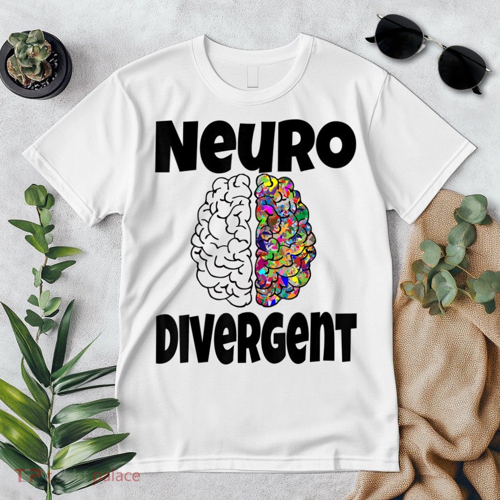 Neurodivergent Funny Neurodiversity Brain Design Autism ADHD Premium T-Shirt