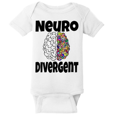 Neurodivergent Funny Neurodiversity Brain Design Autism ADHD Baby Bodysuit