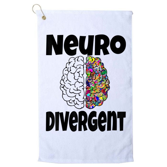 Neurodivergent Funny Neurodiversity Brain Design Autism ADHD Golf Towel