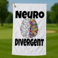 Neurodivergent Funny Neurodiversity Brain Design Autism ADHD Golf Towel