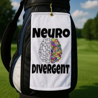 Neurodivergent Funny Neurodiversity Brain Design Autism ADHD Golf Towel