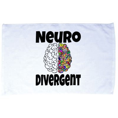 Neurodivergent Funny Neurodiversity Brain Design Autism ADHD Microfiber Hand Towel