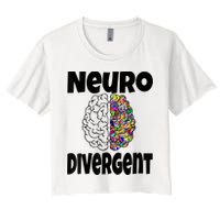 Neurodivergent Funny Neurodiversity Brain Design Autism ADHD Women's Crop Top Tee