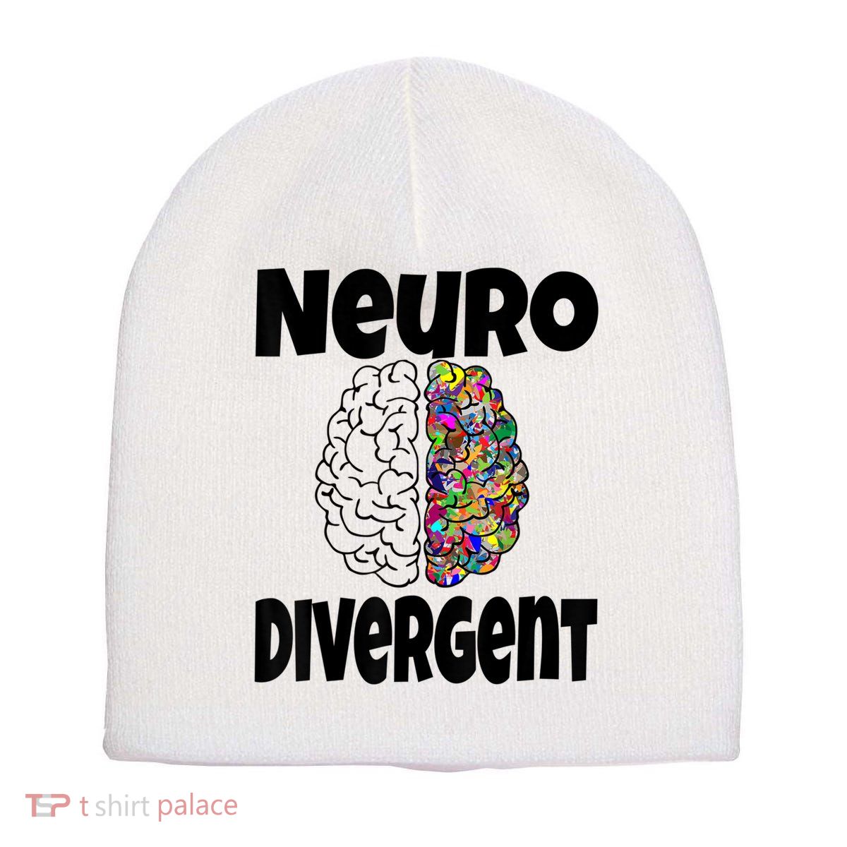 Neurodivergent Funny Neurodiversity Brain Design Autism ADHD Short Acrylic Beanie