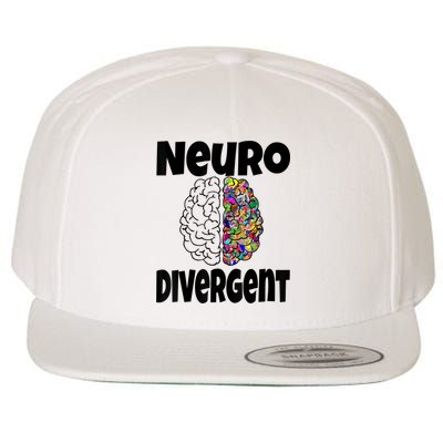 Neurodivergent Funny Neurodiversity Brain Design Autism ADHD Wool Snapback Cap