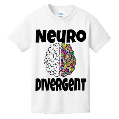 Neurodivergent Funny Neurodiversity Brain Design Autism ADHD Kids T-Shirt