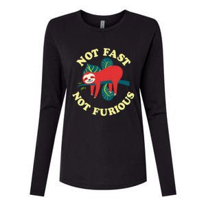 Not Fast Not Furious Cute Sloth Funny Trending Memes Womens Cotton Relaxed Long Sleeve T-Shirt