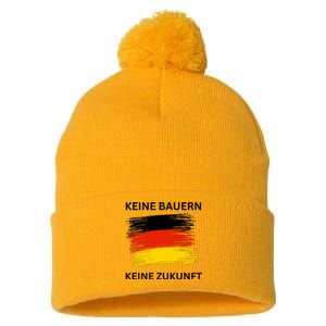 No Farmers No Future German Protest Pom Pom 12in Knit Beanie