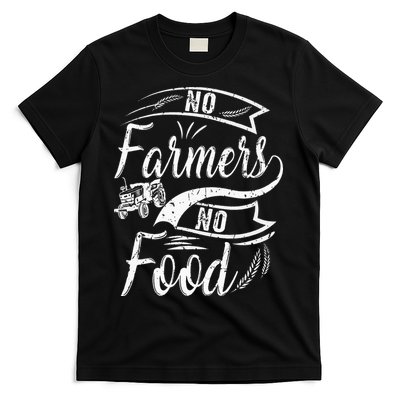 No Farmers No Food Barnyard Harvest Farming Barn Cattle T-Shirt