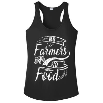 No Farmers No Food Barnyard Harvest Farming Barn Cattle Ladies PosiCharge Competitor Racerback Tank