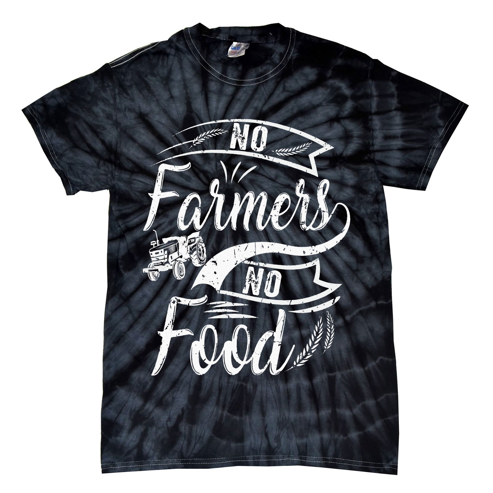 No Farmers No Food Barnyard Harvest Farming Barn Cattle Tie-Dye T-Shirt