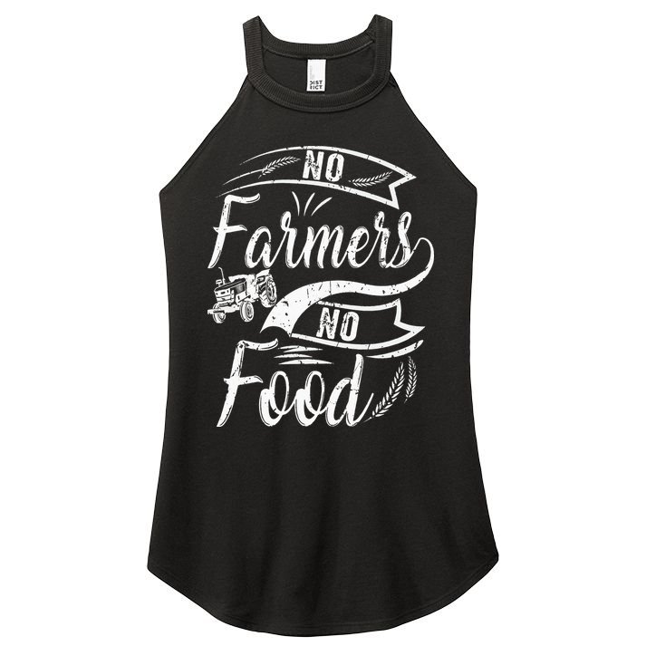 No Farmers No Food Barnyard Harvest Farming Barn Cattle Women's Perfect Tri Rocker Tank