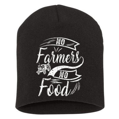 No Farmers No Food Barnyard Harvest Farming Barn Cattle Short Acrylic Beanie