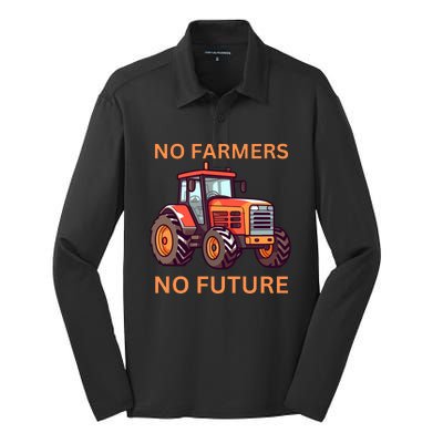 No Farmers No Future German Protest Silk Touch Performance Long Sleeve Polo