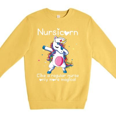 Nursicorn Funny Nurse Dabbing Unicorn Nursing Gift Premium Crewneck Sweatshirt