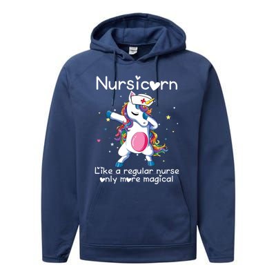 Nursicorn Funny Nurse Dabbing Unicorn Nursing Gift Performance Fleece Hoodie