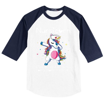 Nursicorn Funny Nurse Dabbing Unicorn Nursing Gift Baseball Sleeve Shirt