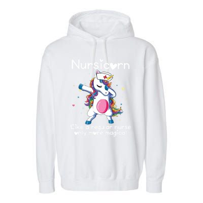 Nursicorn Funny Nurse Dabbing Unicorn Nursing Gift Garment-Dyed Fleece Hoodie