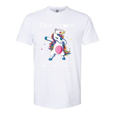 Nursicorn Funny Nurse Dabbing Unicorn Nursing Gift Softstyle CVC T-Shirt