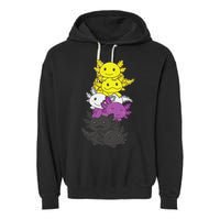 Nonbinary Flag Non Binary Pride LGBTQ Axolotl  Garment-Dyed Fleece Hoodie