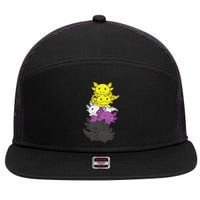 Nonbinary Flag Non Binary Pride LGBTQ Axolotl  7 Panel Mesh Trucker Snapback Hat