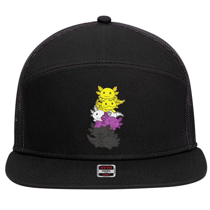 Nonbinary Flag Non Binary Pride LGBTQ Axolotl  7 Panel Mesh Trucker Snapback Hat