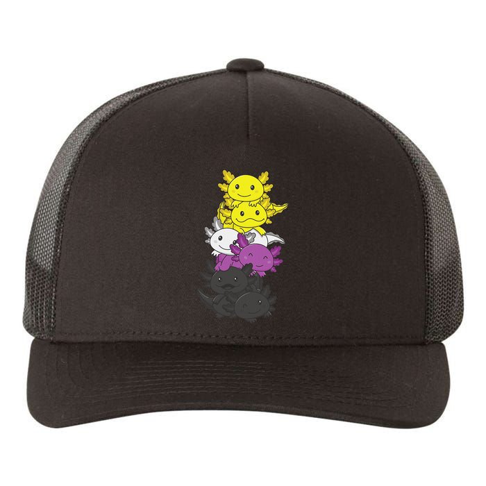 Nonbinary Flag Non Binary Pride LGBTQ Axolotl  Yupoong Adult 5-Panel Trucker Hat