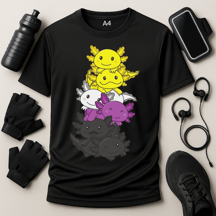 Nonbinary Flag Non Binary Pride LGBTQ Axolotl  Performance Shirt