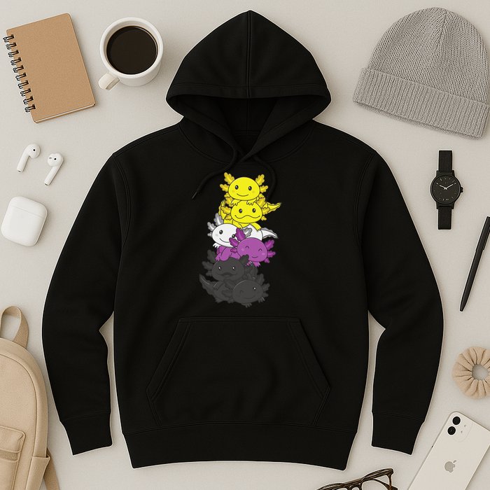 Nonbinary Flag Non Binary Pride LGBTQ Axolotl  Hoodie