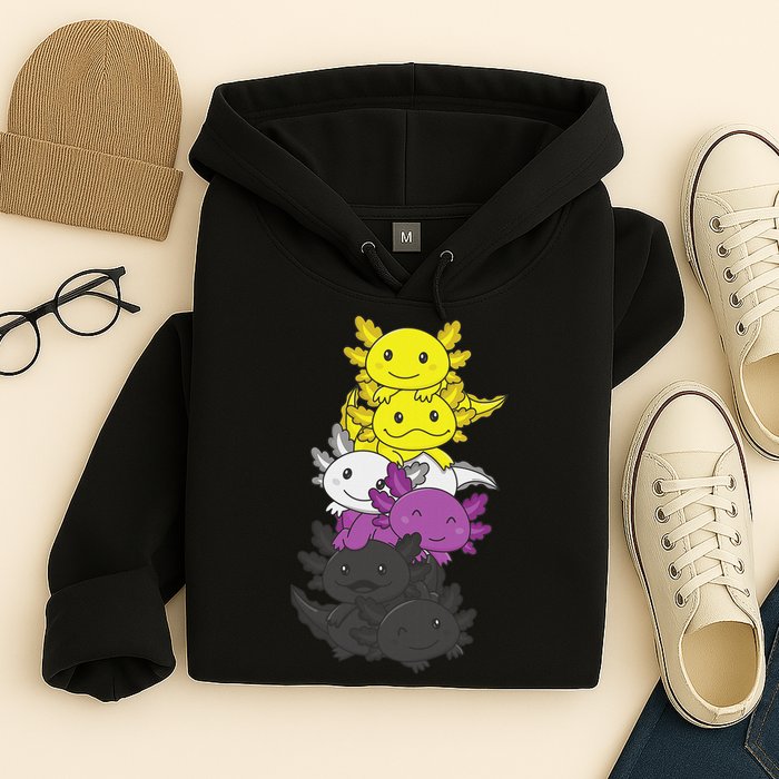 Nonbinary Flag Non Binary Pride LGBTQ Axolotl  Hoodie