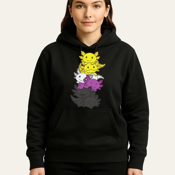 Nonbinary Flag Non Binary Pride LGBTQ Axolotl  Hoodie