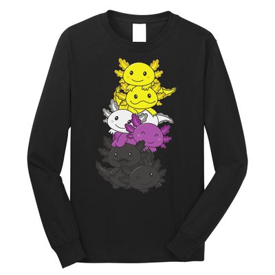Nonbinary Flag Non Binary Pride LGBTQ Axolotl  Long Sleeve Shirt