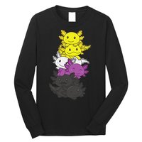 Nonbinary Flag Non Binary Pride LGBTQ Axolotl  Long Sleeve Shirt