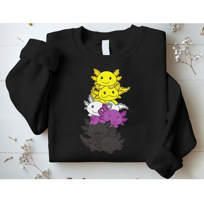 Nonbinary Flag Non Binary Pride LGBTQ Axolotl  Sweatshirt