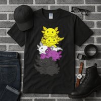 Nonbinary Flag Non Binary Pride LGBTQ Axolotl  Tall T-Shirt