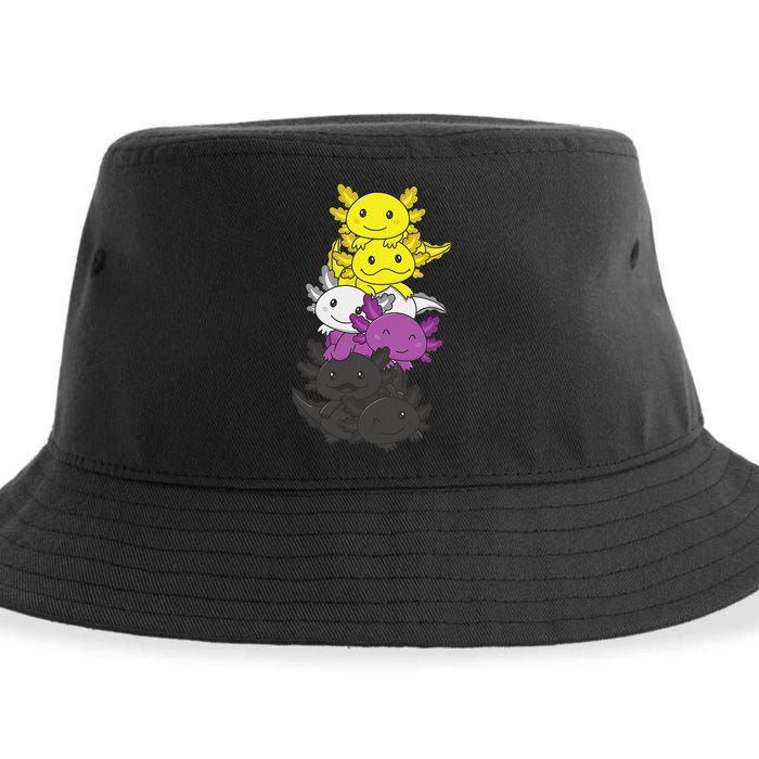 Nonbinary Flag Non Binary Pride LGBTQ Axolotl  Sustainable Bucket Hat