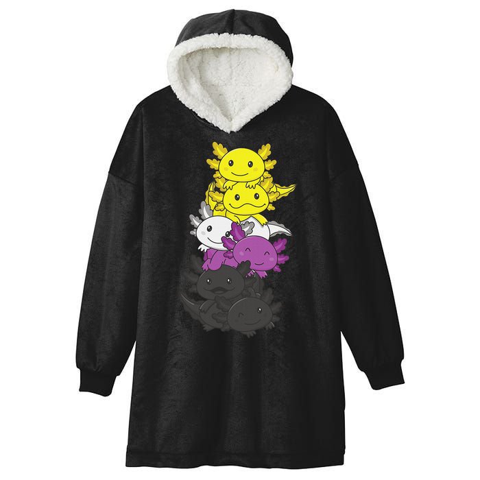 Nonbinary Flag Non Binary Pride LGBTQ Axolotl  Hooded Wearable Blanket