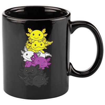 Nonbinary Flag Non Binary Pride LGBTQ Axolotl  11oz C Handle Ceramic Mug