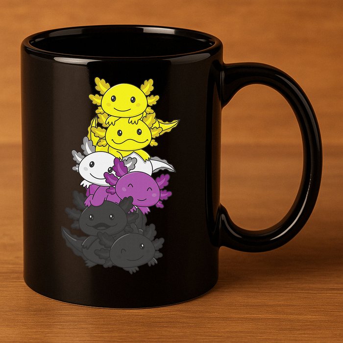 Nonbinary Flag Non Binary Pride LGBTQ Axolotl  11oz C Handle Ceramic Mug