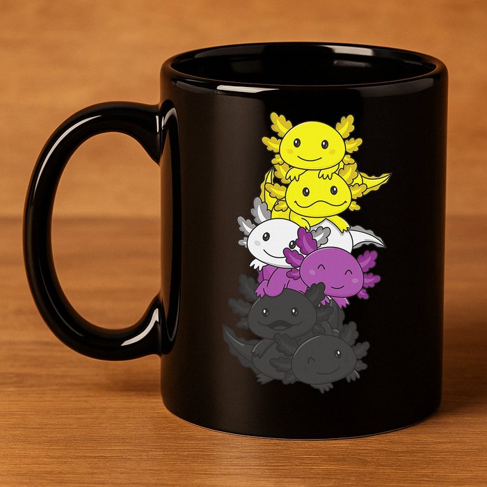 Nonbinary Flag Non Binary Pride LGBTQ Axolotl  11oz C Handle Ceramic Mug