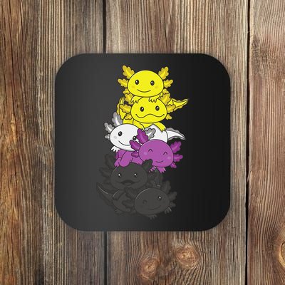 Nonbinary Flag Non Binary Pride LGBTQ Axolotl  Coaster