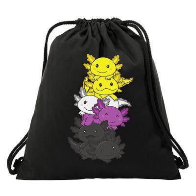 Nonbinary Flag Non Binary Pride LGBTQ Axolotl  Drawstring Bag
