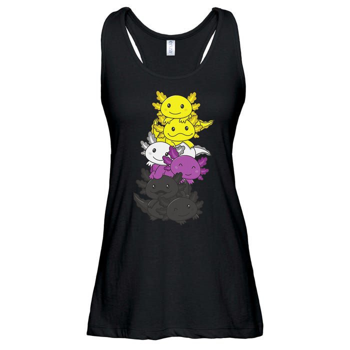 Nonbinary Flag Non Binary Pride LGBTQ Axolotl  Ladies Essential Flowy Tank