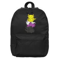 Nonbinary Flag Non Binary Pride LGBTQ Axolotl  16 in Basic Backpack