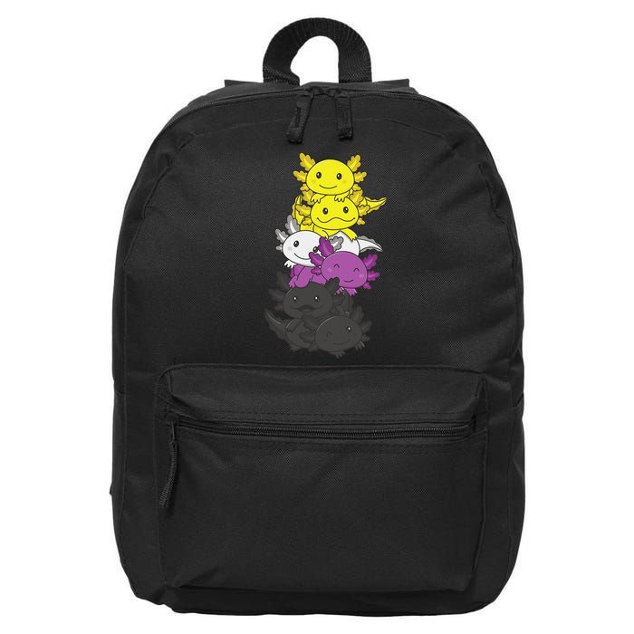 Nonbinary Flag Non Binary Pride LGBTQ Axolotl  16 in Basic Backpack