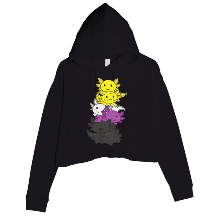 Nonbinary Flag Non Binary Pride LGBTQ Axolotl  Crop Fleece Hoodie
