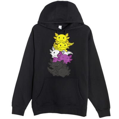 Nonbinary Flag Non Binary Pride LGBTQ Axolotl  Premium Pullover Hoodie