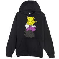 Nonbinary Flag Non Binary Pride LGBTQ Axolotl  Premium Pullover Hoodie