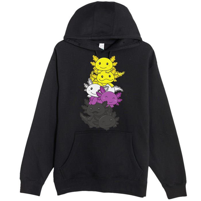 Nonbinary Flag Non Binary Pride LGBTQ Axolotl  Premium Pullover Hoodie