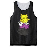Nonbinary Flag Non Binary Pride LGBTQ Axolotl  Mesh Reversible Basketball Jersey Tank